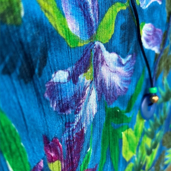 VINTAGE Vibrant Floral Rayon Dress - Picture 6 of 8
